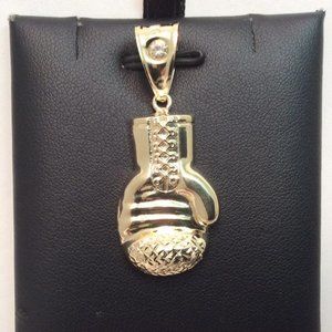 10k Yellow real Gold Boxing Gloves Pendant charm 3.1gr
